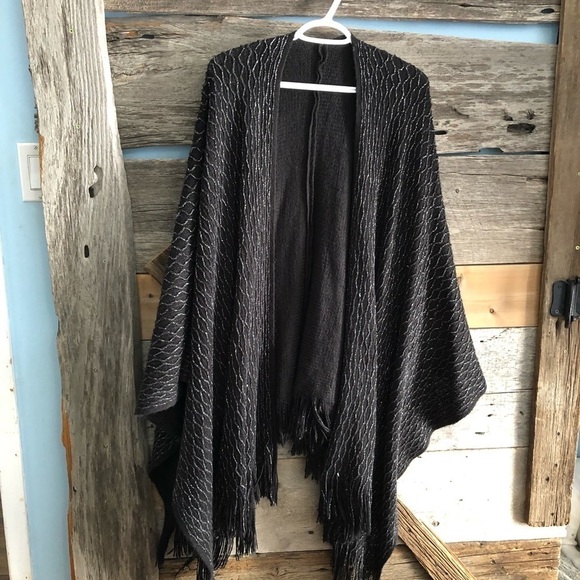 PLUS Size Black/Silver Knit Cape/Coverall - Picture 1 of 4